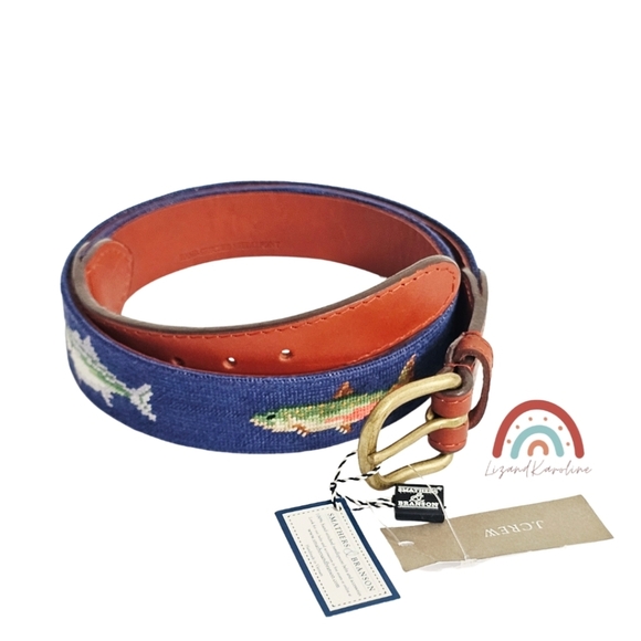 New! Smathers & Branson x J. Crew Fish Needlepoint Belt - Picture 4 of 16